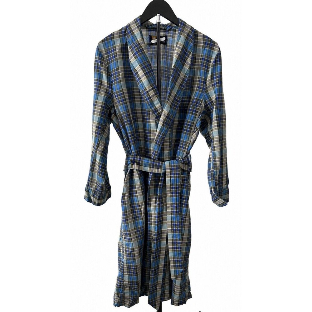 Vintage 1960s Penney’s Towncraft Robe Plaid Belted Cotton Large